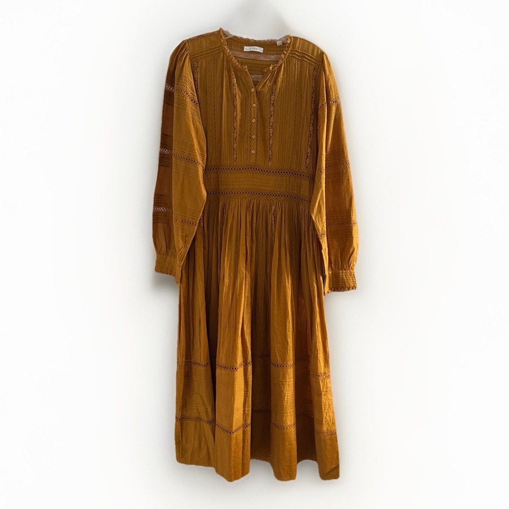 Women’s Long Sleeve Midi Dress in Burnt Orange - Picture 9 of 15